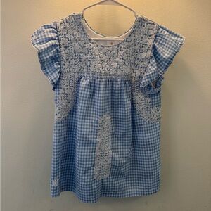 J Marie Blue Gingham top & skirt set